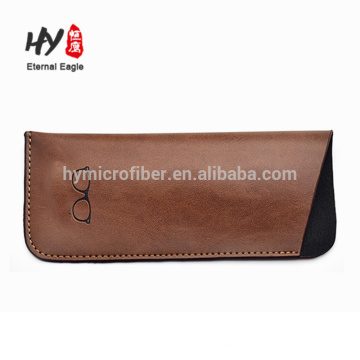 Small size custom logo leather glasses bag